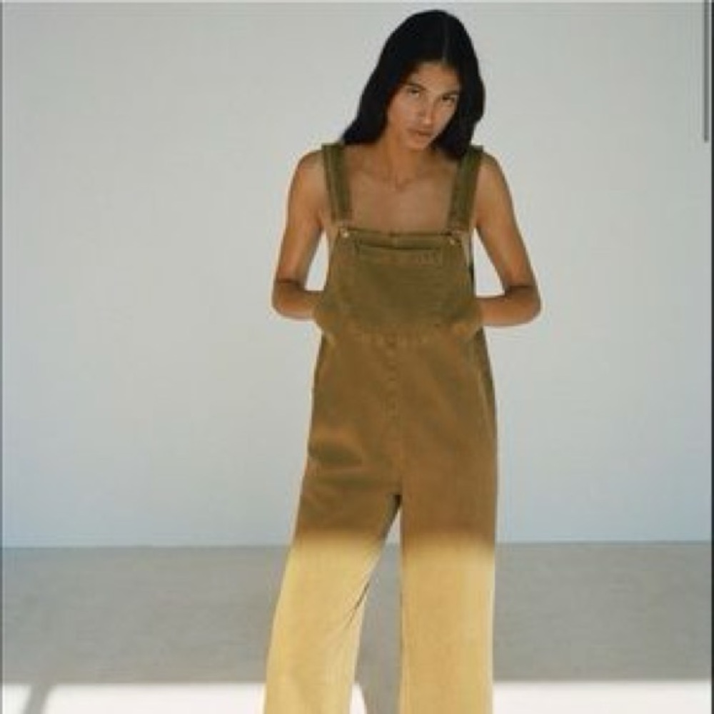 NWT Zara Jamie Jumpsuit Tan Size Medium